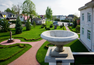 Elite clinic's beautiful garden in the summer. The photo is taken from the balcony of the clinic.